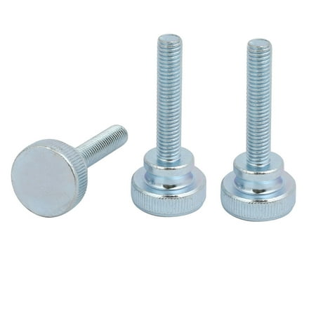 M6x30mm Carbon Steel Flat Knurled Head Fully Threaded Thumb Screw Bolt 3pcs